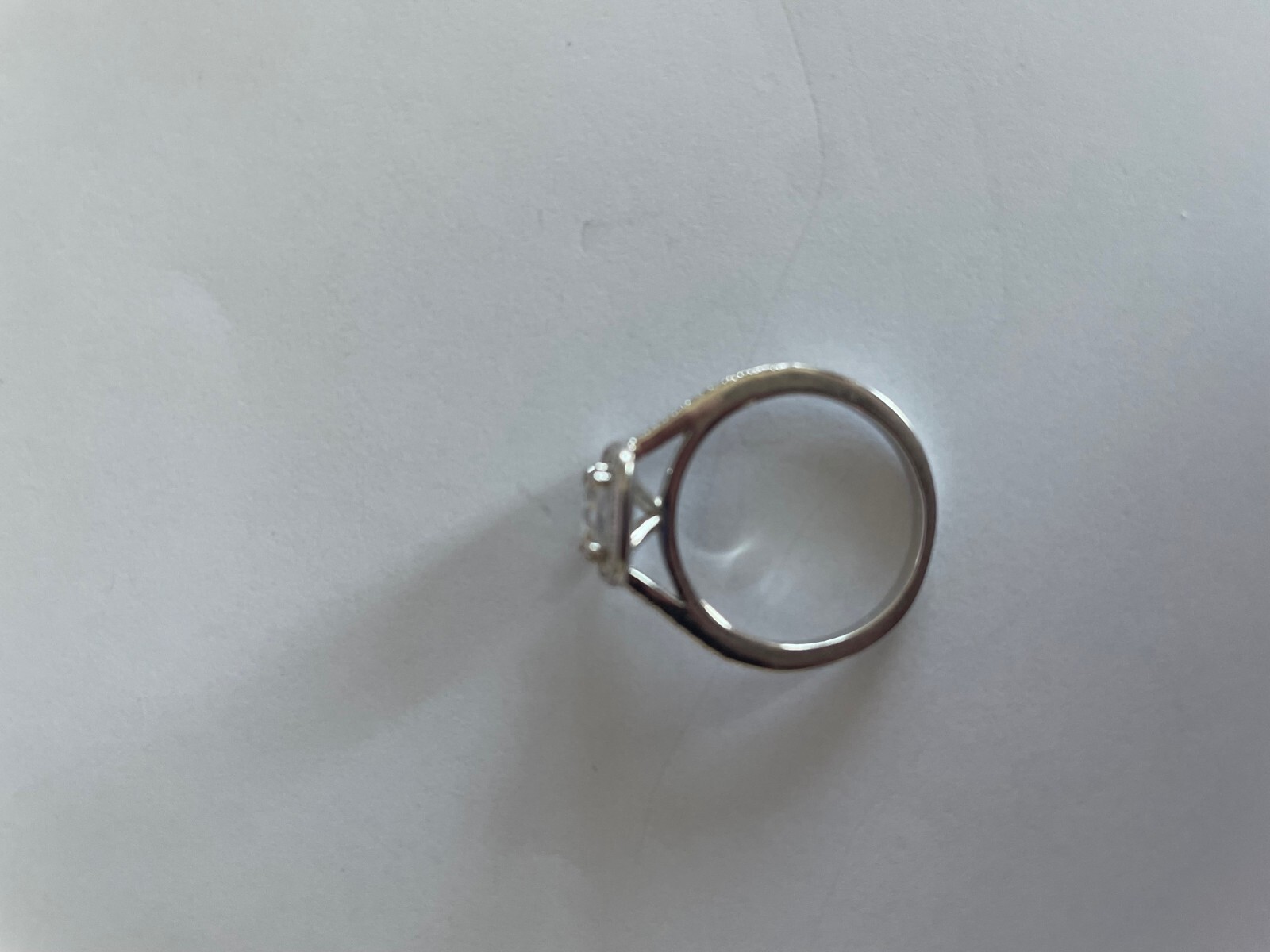 Silver Tone Crystal Cushion Cut Cocktail Ring, Size 7, very good condition