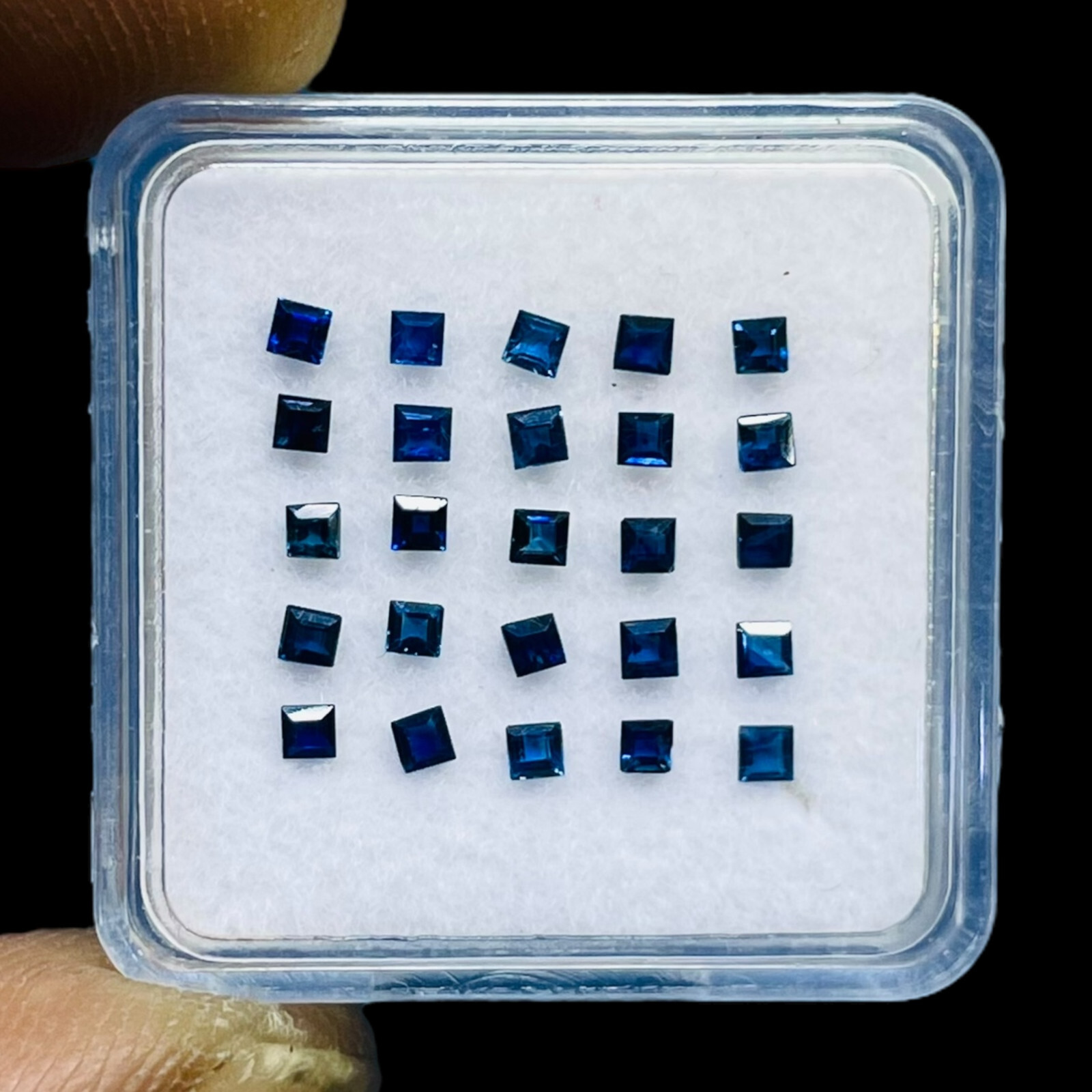 VVS 25 Pcs Natural Ceylon Blue Sapphire 1.7mm Square Cut Loose Gemstones Lot