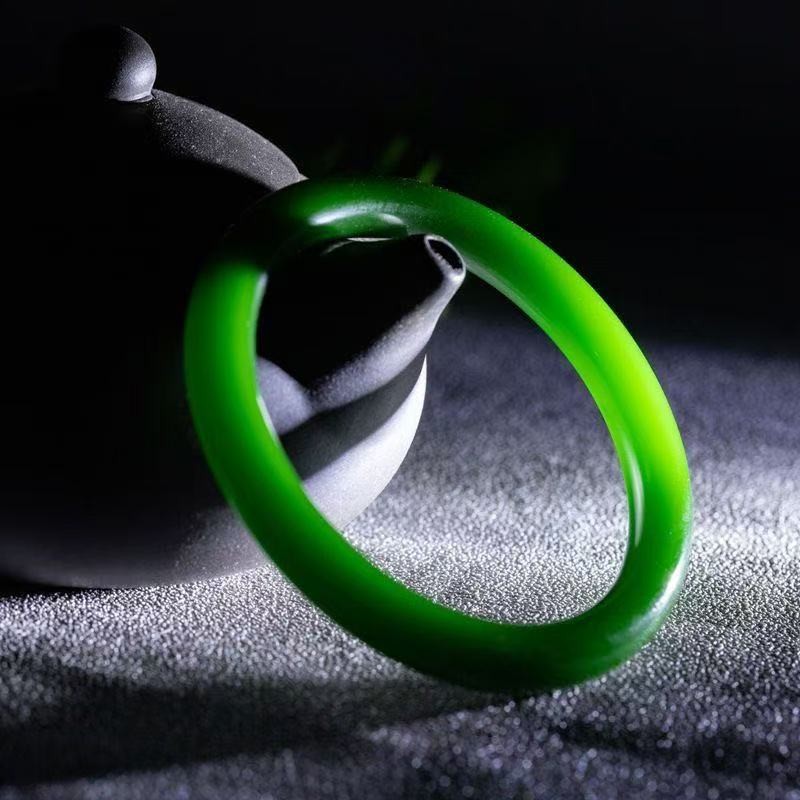 Natural Ice King Green Jade Full Green Natural Quartzite Bracelet 54-64mm