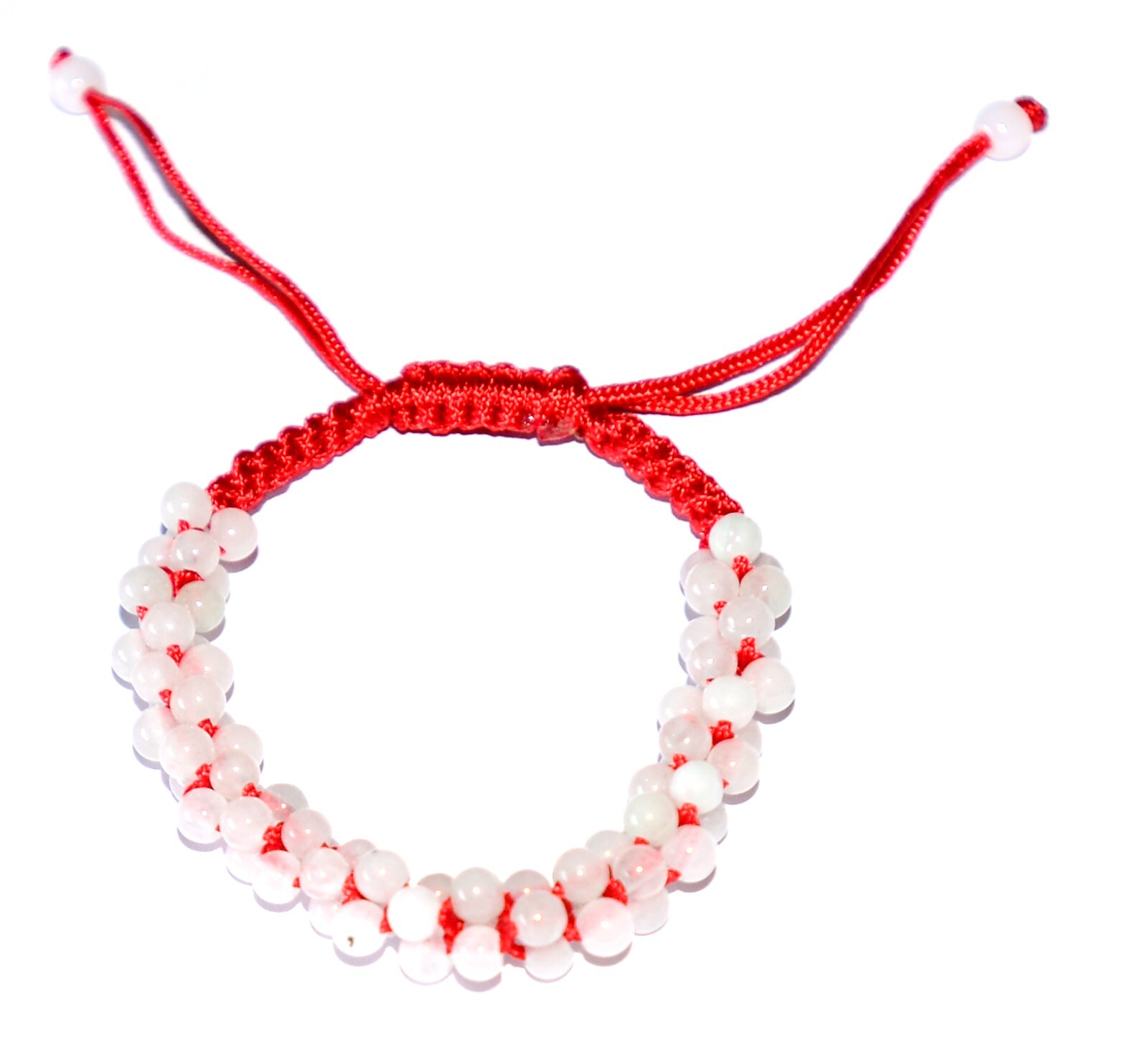Macrame Friendship Adjustable Red Cord Feng Shui Pink Jade Beads Charm Bracelet