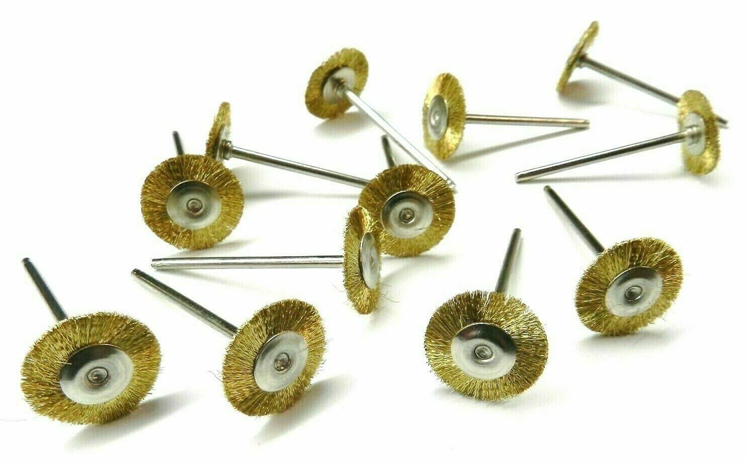 Crimped Brass Wire Wheel Brush Mounted 3/4″ Diameter on 3/32″ Shank 12 Pcs