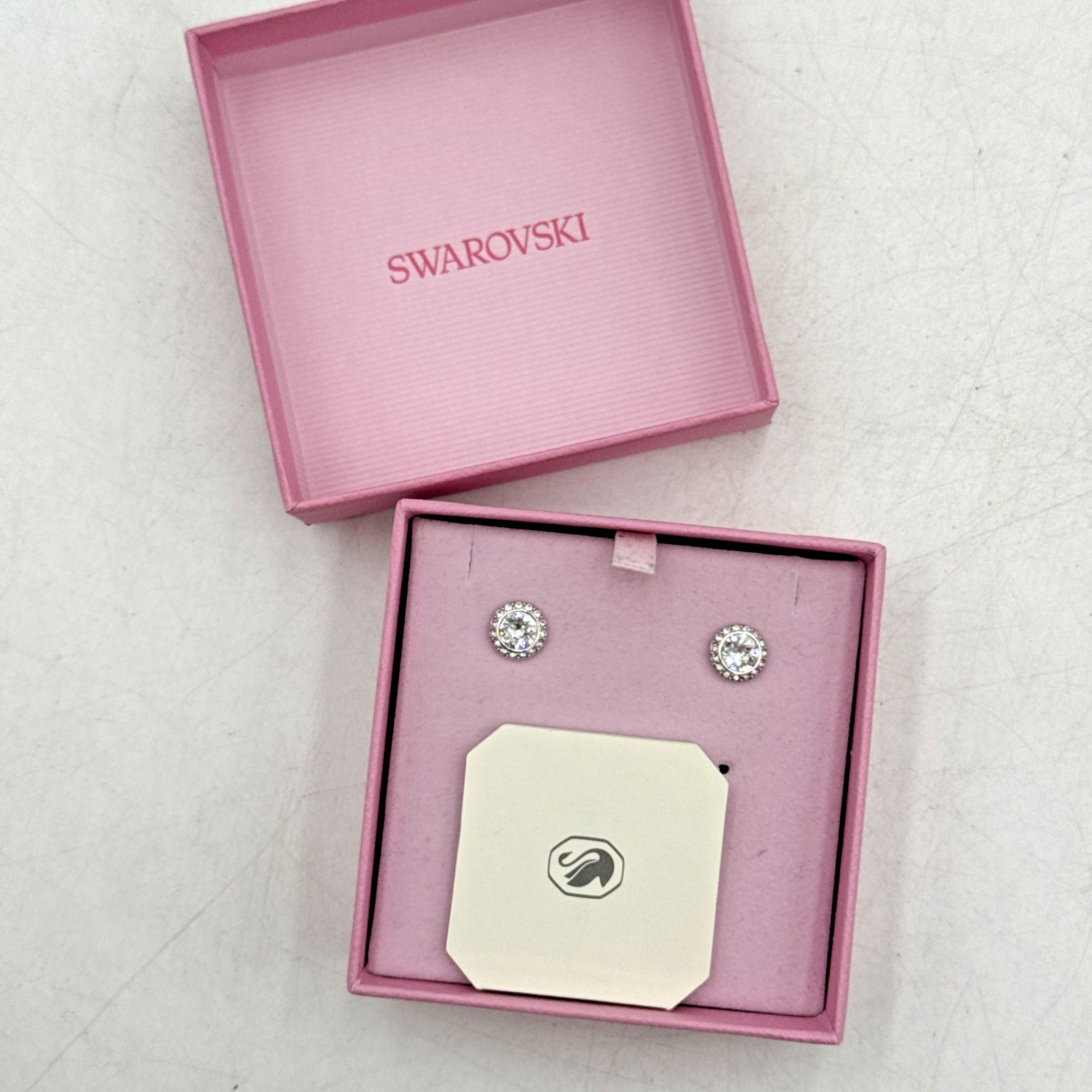 SWAROVSKI Una Angelic Stud Pierced Earrings, Rhodium Finish, Clear Crystal