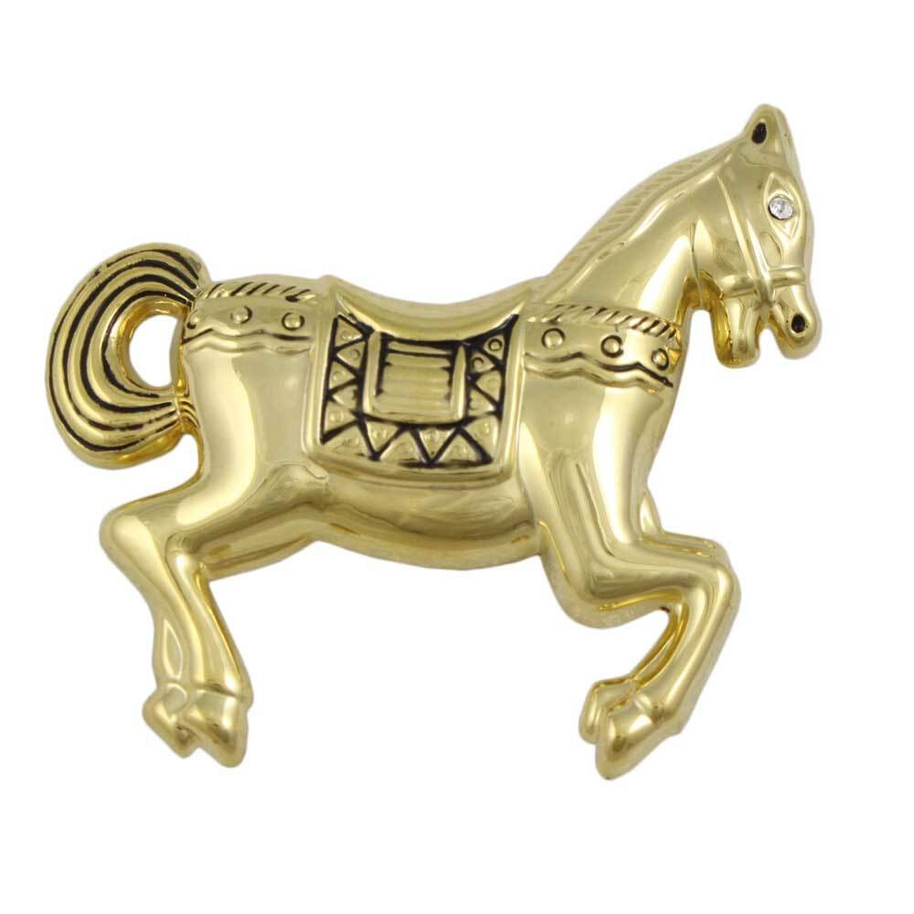 Antique Gold-plated Carousel Horse Brooch Pin – PRA719