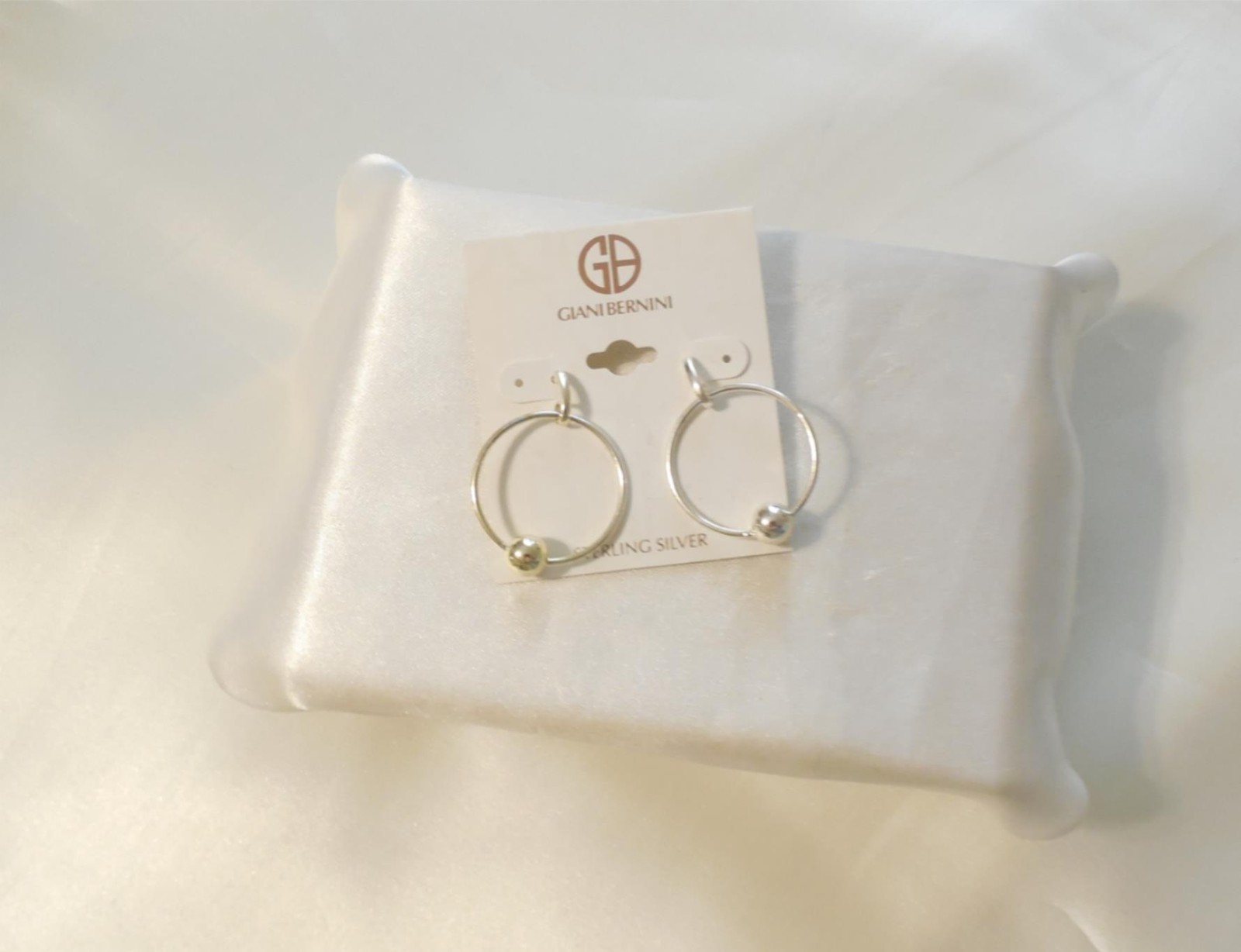 Giani Bernini 1-5/8″ Sterling Silver Beaded Hoop Earrings A866