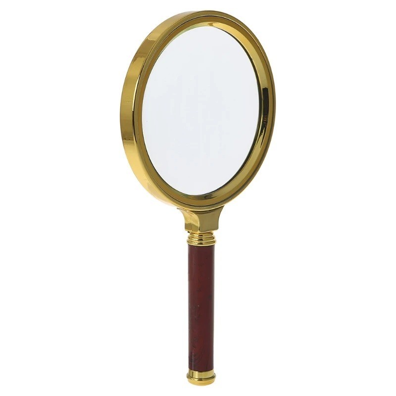 60mm 70mm 80mm Portable Handheld 10X Magnifying Glass Retro Handle Magnifier Eye