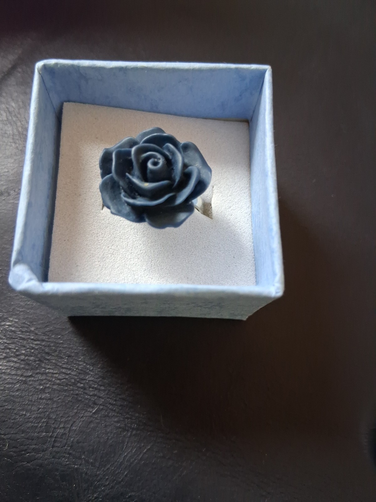 Resin Dark Blue Rose Ring