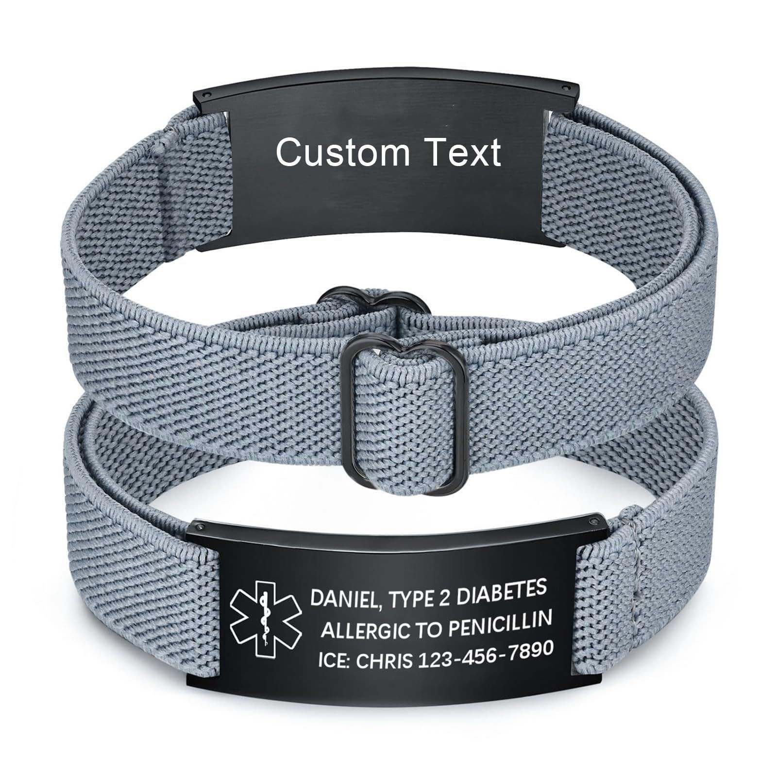 Free Engraving Personalized Medical Alert Bracelet Stainless Steel Wristband