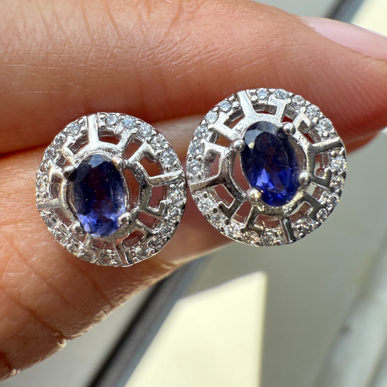 925 Sterling Silver Earrings 5x3mm Natural London Blue Topaz Gemstone Zircon New