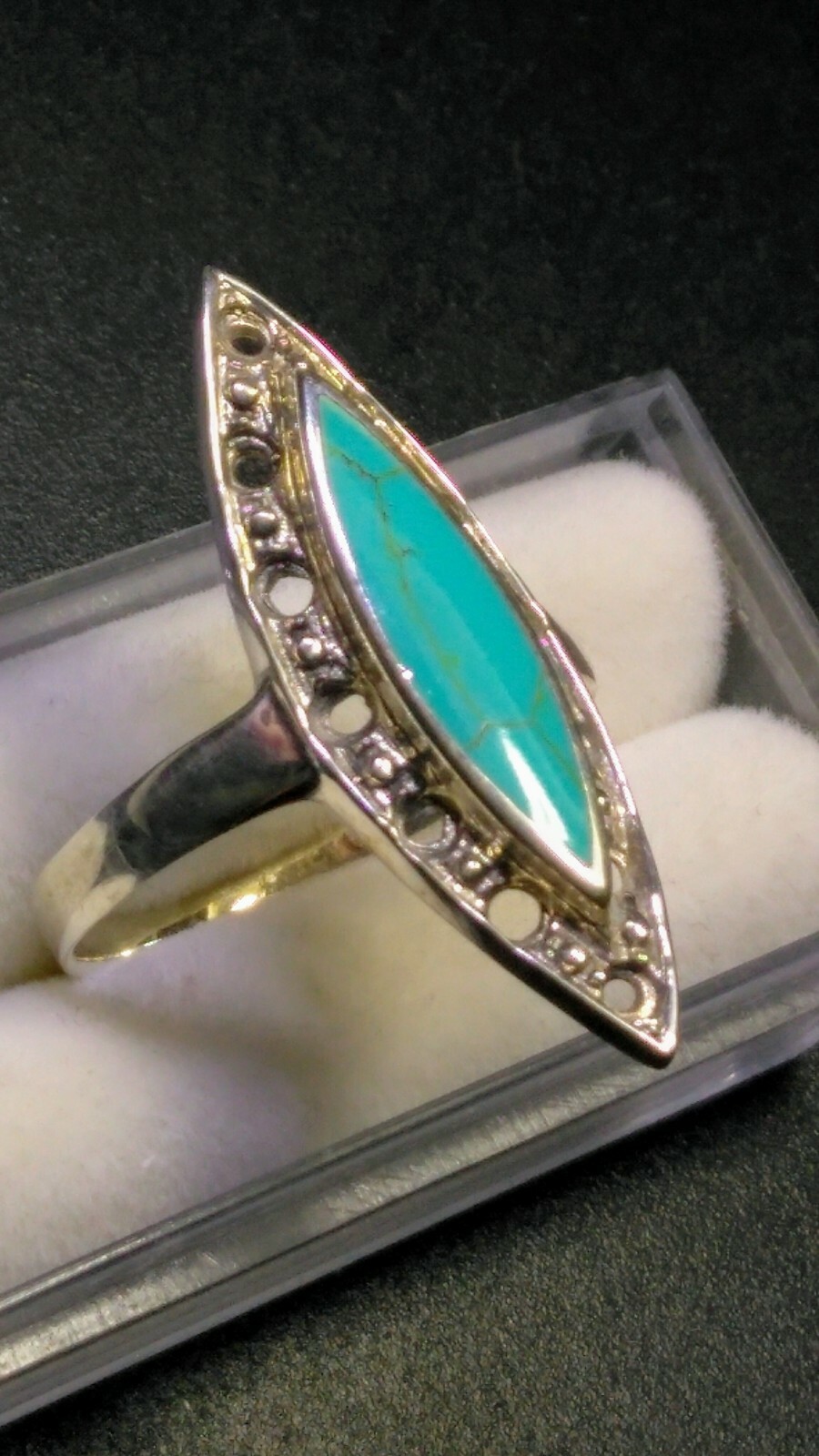AESTHETIC NATURAL TURQUOISE IN STERLING SILVER.925 RING SIZE 8.75-9.0!