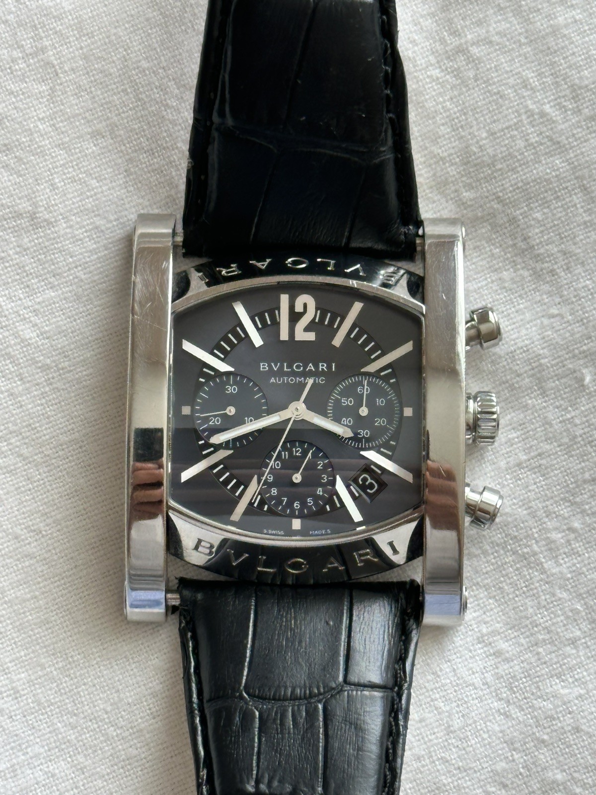 Gents Bvlgari Assioma Automatic Chronograph Black Dial