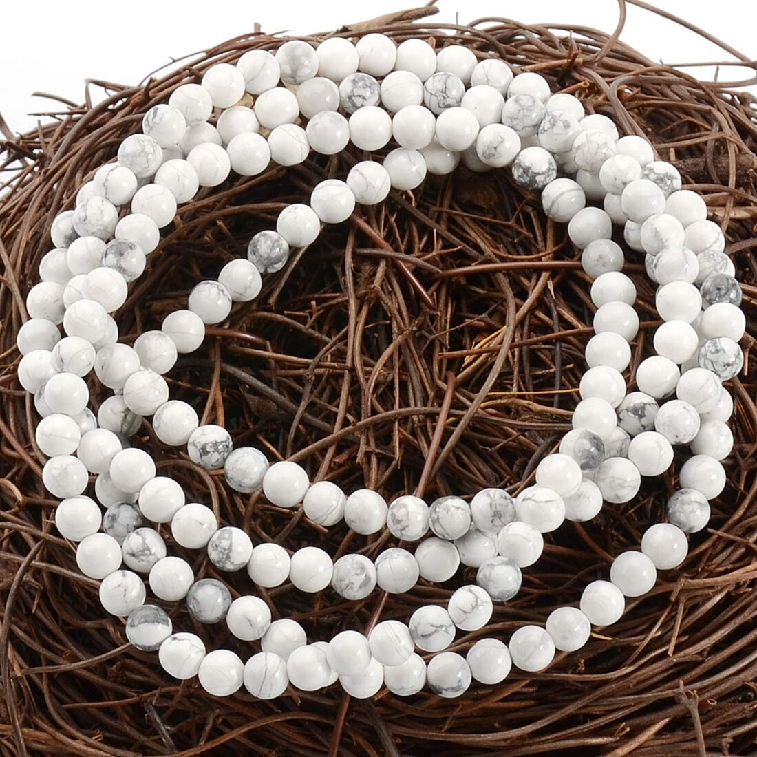 Natural Howlite Stone Bracelet 4mm White Gemstone Healing Crystal Bracelet Gift
