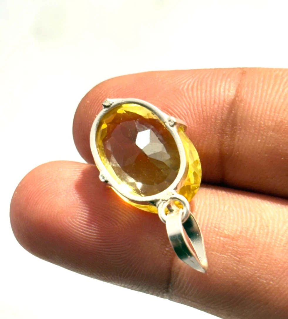 Natural Yellow Sapphire Pendant 20.80Ct Necklace Pendant 7