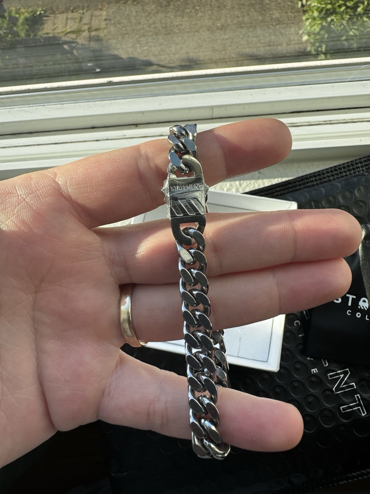 Statement Collective 9mm Cuban Link Stainless Steel Bracelet Silver 8in