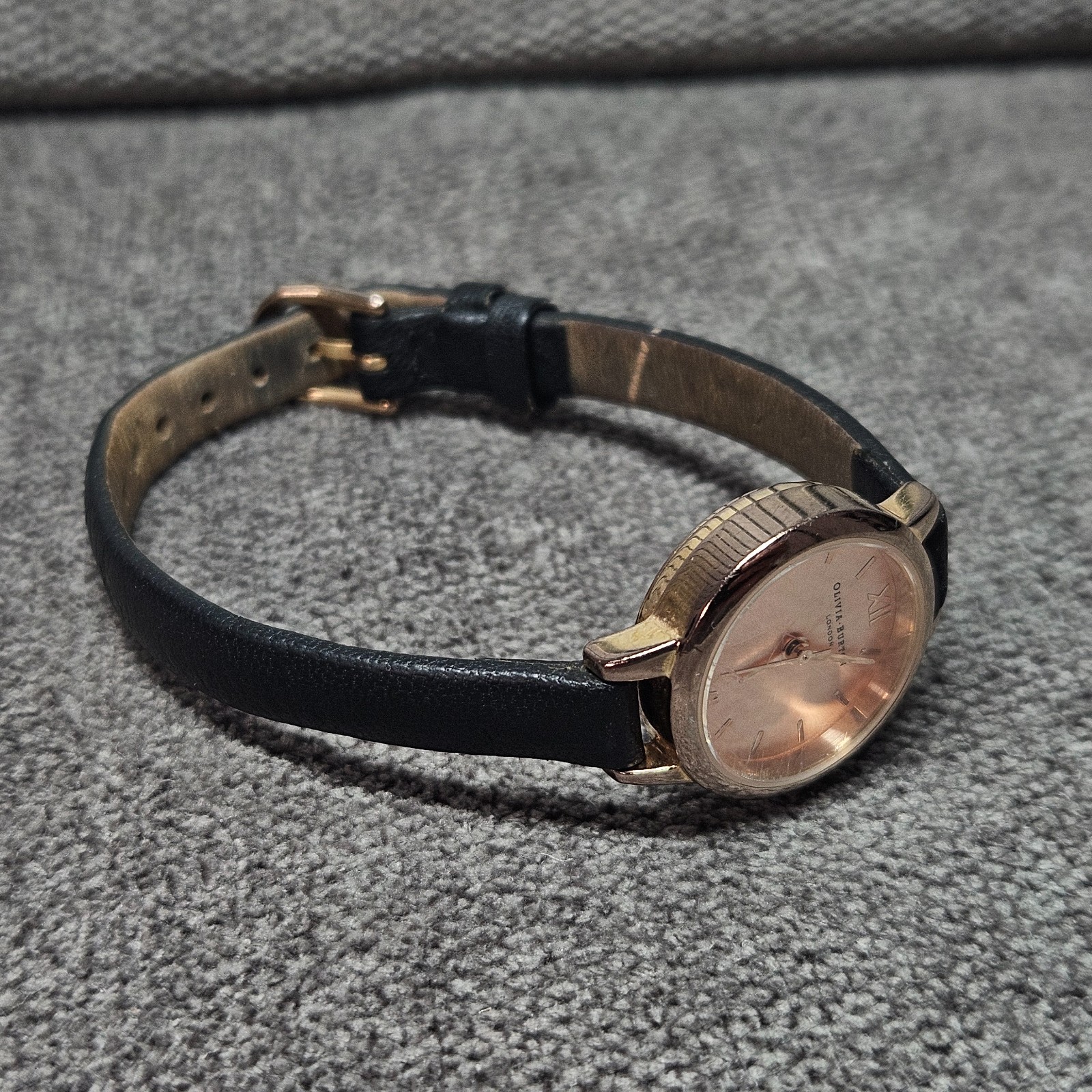 OLIVIA BURTON OB14MC31 Ladies Rose Gold Quartz Watch Black – Used / New Battery