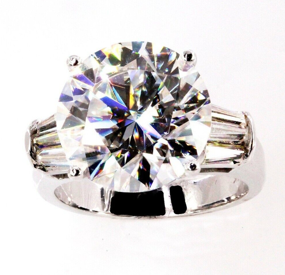 Rare 17 Ct Certified Treated Off White Diamond Solitaire Promise Ring.925 Silver