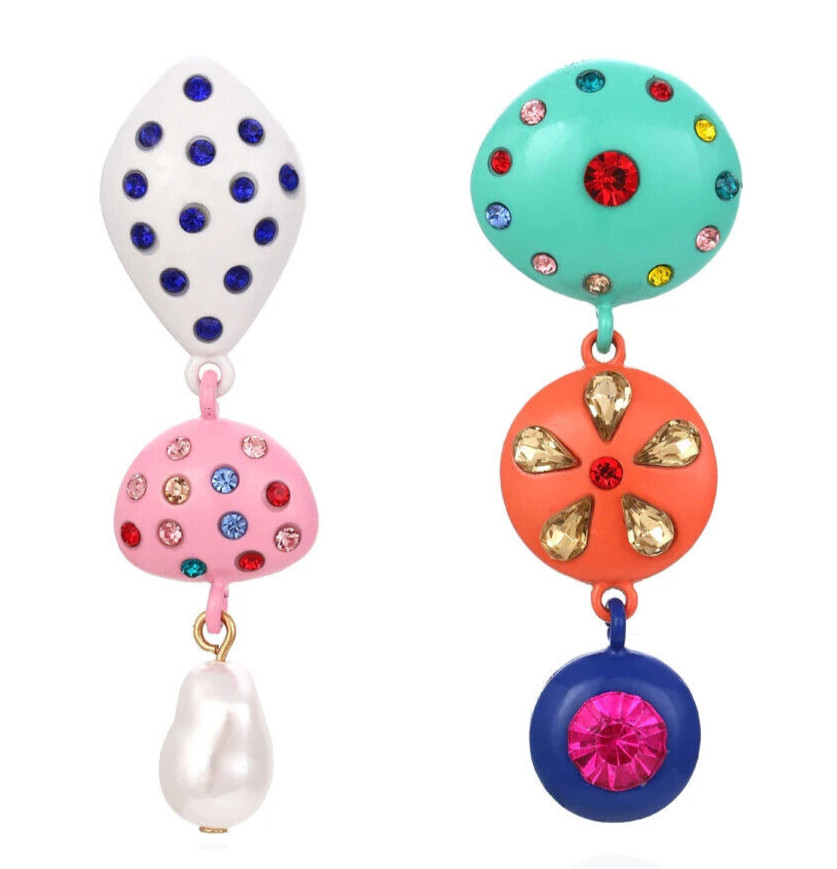 Funky RAINBOW Color FRUIT Flower Pearl TASSEL Betsey Johnson Dangle Earrings H5