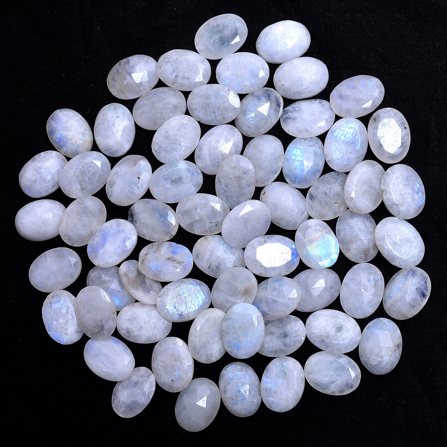16 Pcs Natural Blue Shine Moonstone 16mmx12mm Oval Faceted Cut Loose Gemstones