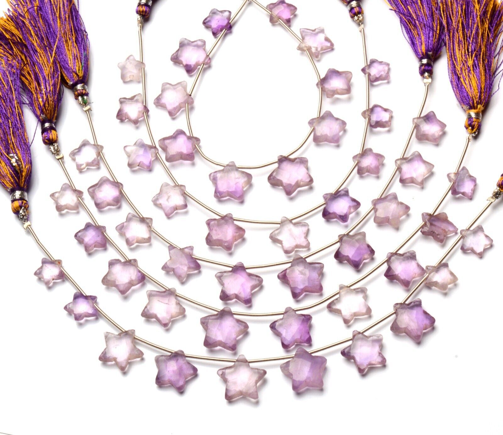Natural Gem Purple Amethyst 10 to 13 mm Size Star Shape Beads 7″ Strand