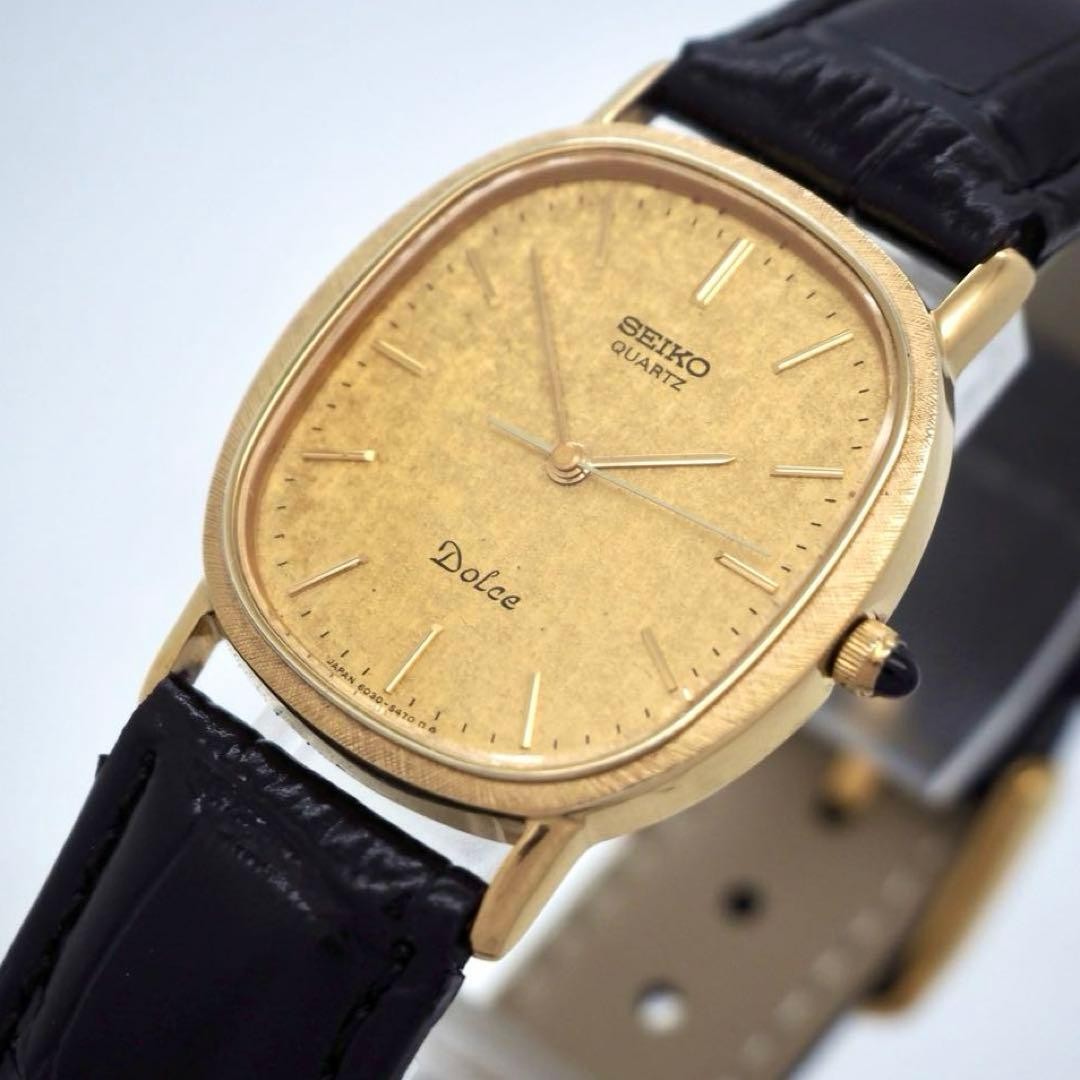 13 Operational SEIKO Watch DOLCE Gold Oval Men’s 1981