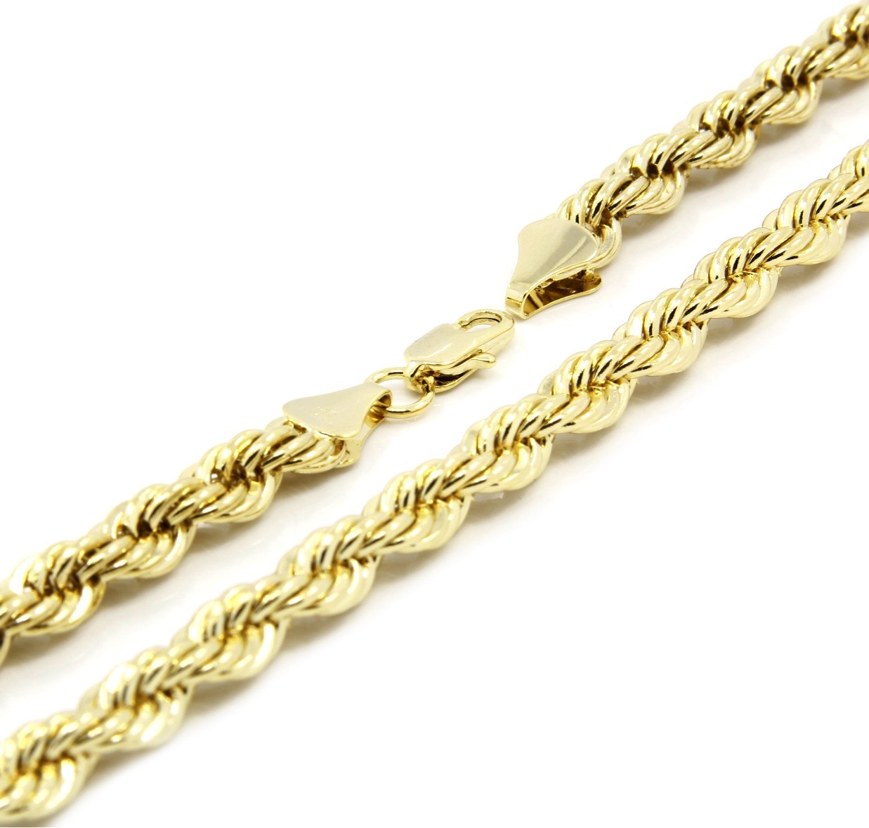 Mens 14K Yellow Gold Plated French Rope Chain Necklace 3mm 4mm 5mm 6mm 20″ 36″