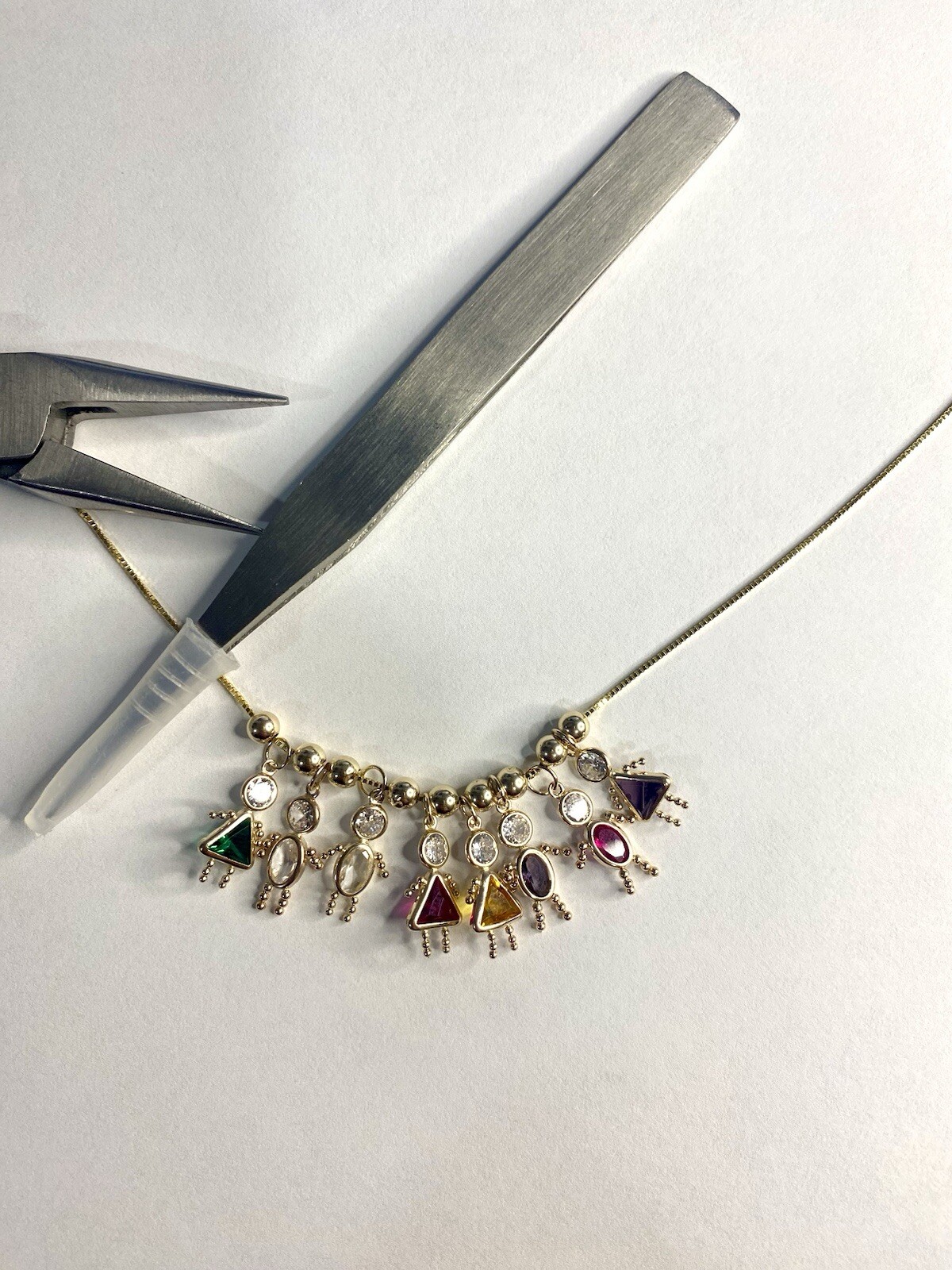 Birthstone Kids Charms Pendants 10K, 14K Yellow Gold or Sterling Silver