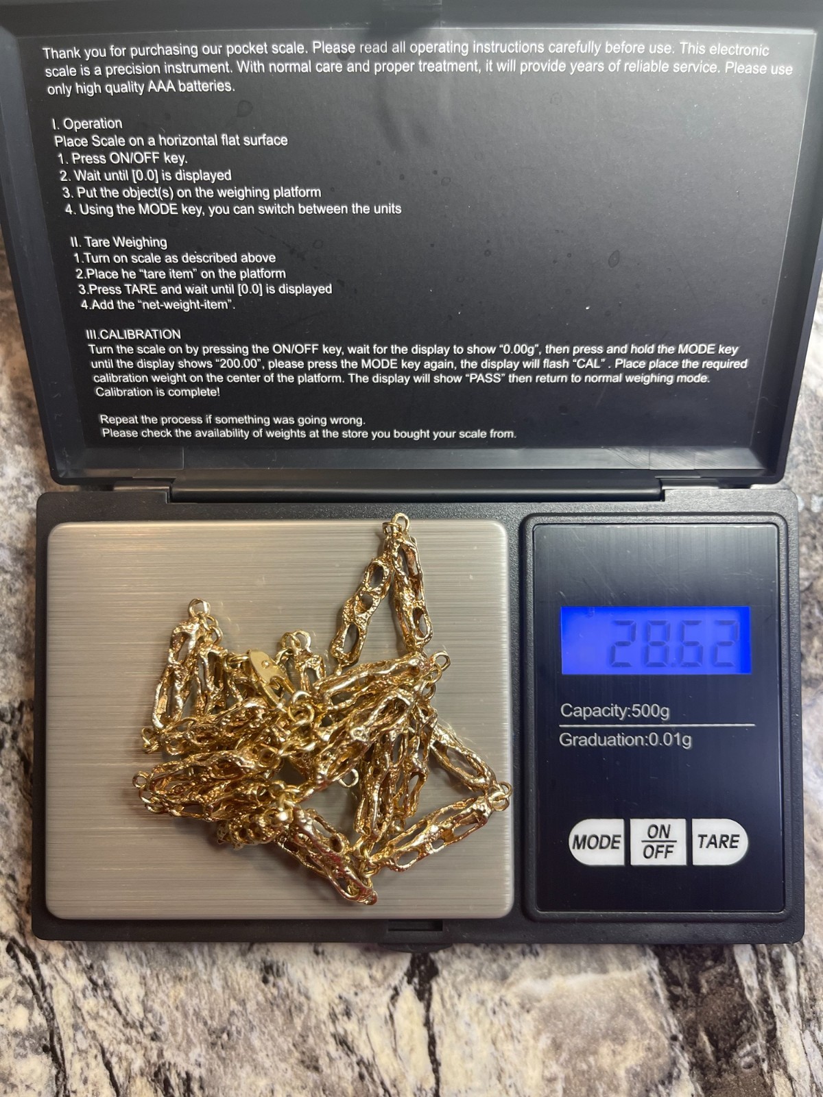 14K Solid Yellow Gold Chain Necklace 24” Open Link Design Acid Tested