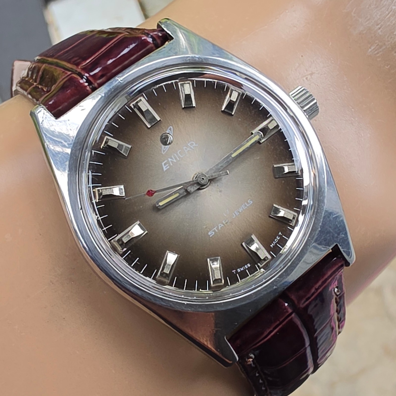 Vintage ENICAR Ocean Pearl men’s manual wind watch AR-160 SWISS MADE 1970s