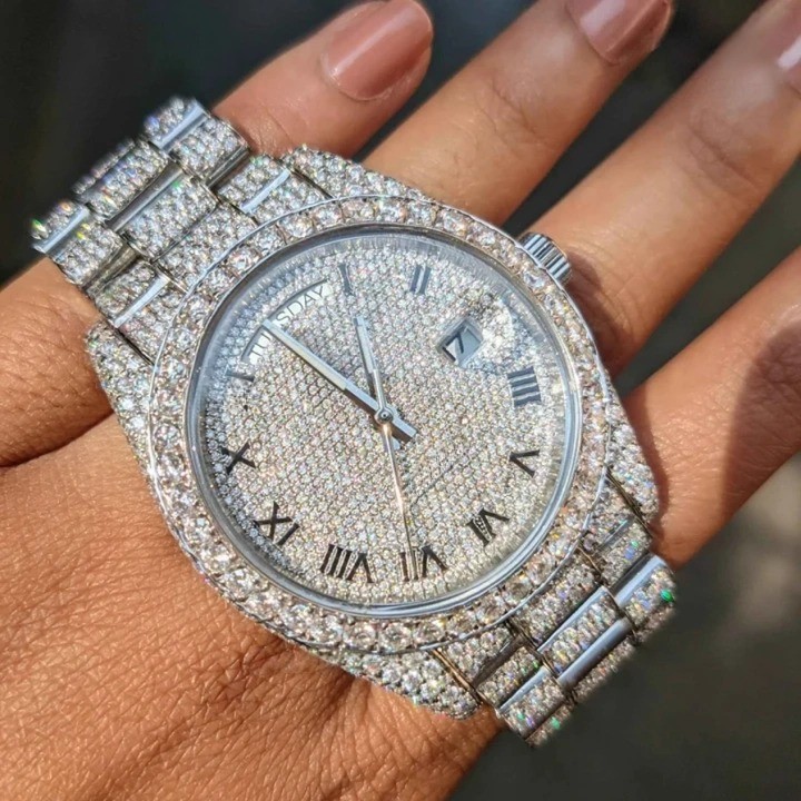 Moissanite Diamond Watch Rhodium Steel Automatic Men Luxury Timepiece