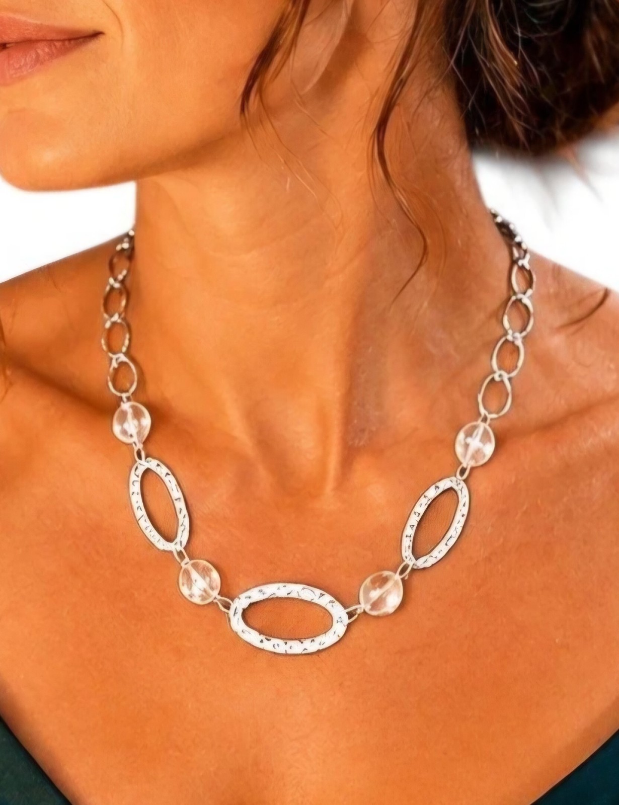 Milor Sterling Silver 925 Necklace with Rock Crystal – Made in Italy 1990s