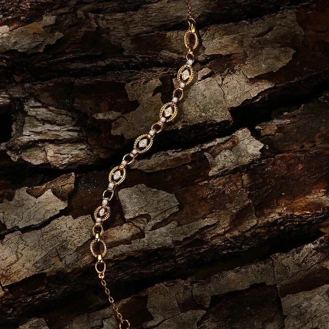 Womens Link Bracelet 7” Marquise Cut Simulated Diamond 925 Silver Yellow Plated