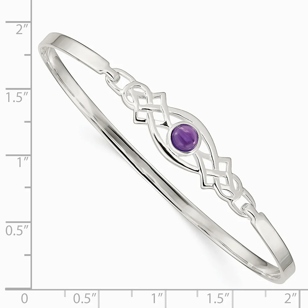 Sterling Silver Amethyst Celtic Knot Bangle Bracelet