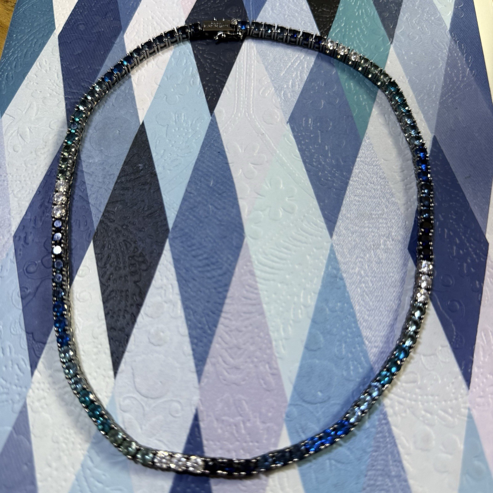 KURT GEIGER LONDON TENNIS COLLAR NECKLACE Blues RAINBOW CRYSTAL RHINESTONES