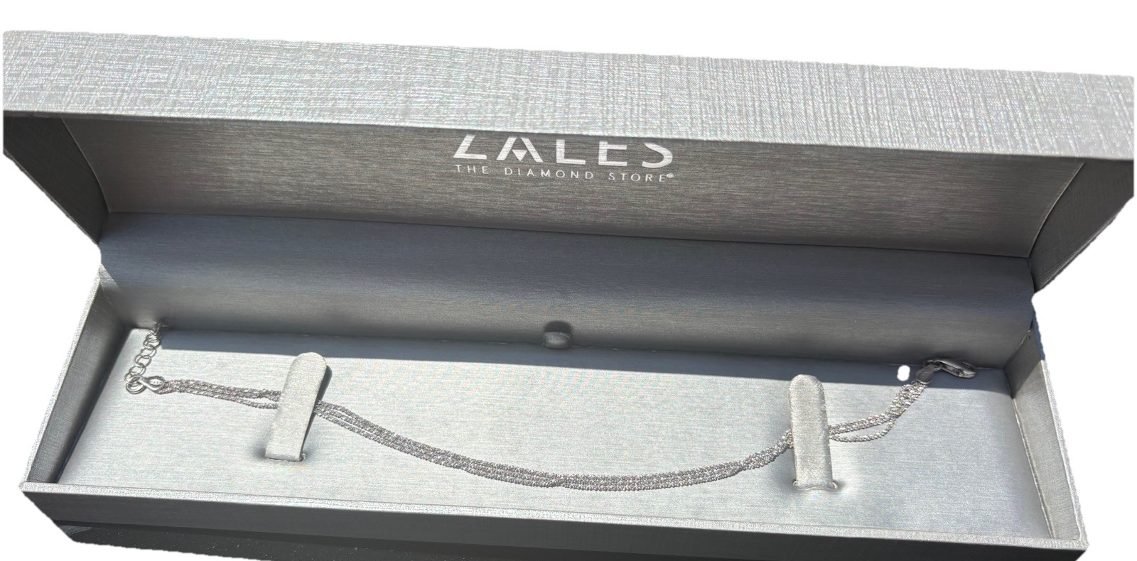 New Zales 9in+ Three-Strand Sparkling Sterling (.925) /Italy Adjustable Bracelet