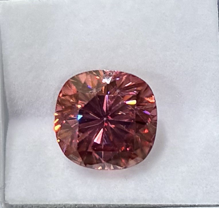8 CT Cushion Lab-Grown Moissanite Fancy Vivid Pink VVS. 12x12mm