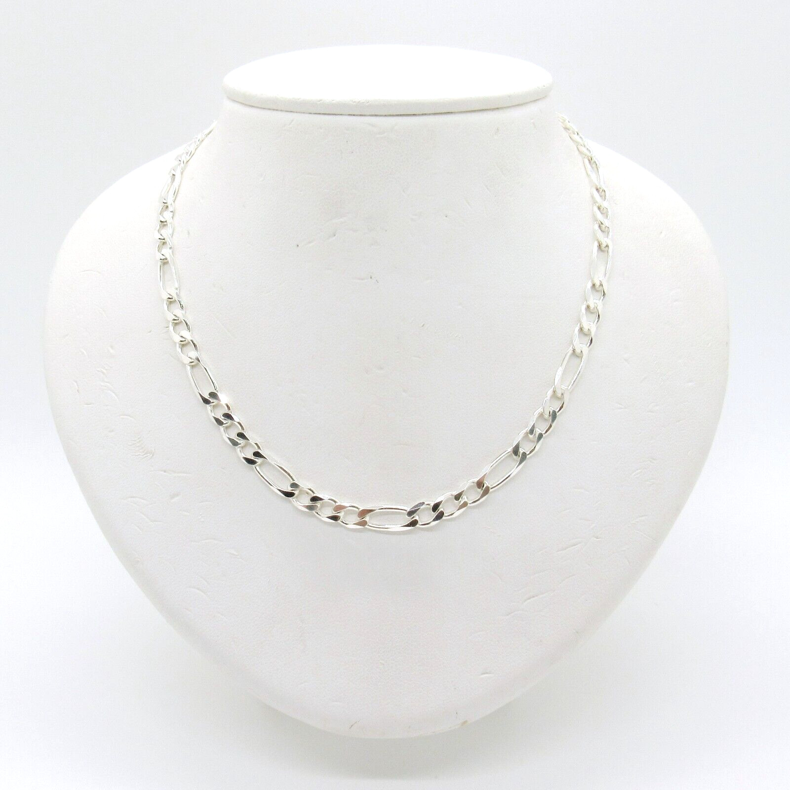 NEW MENS STERLING SILVER .925 RHODIUM PLATED 30″ DIAMOND CUT FIGARO LINK CHAIN