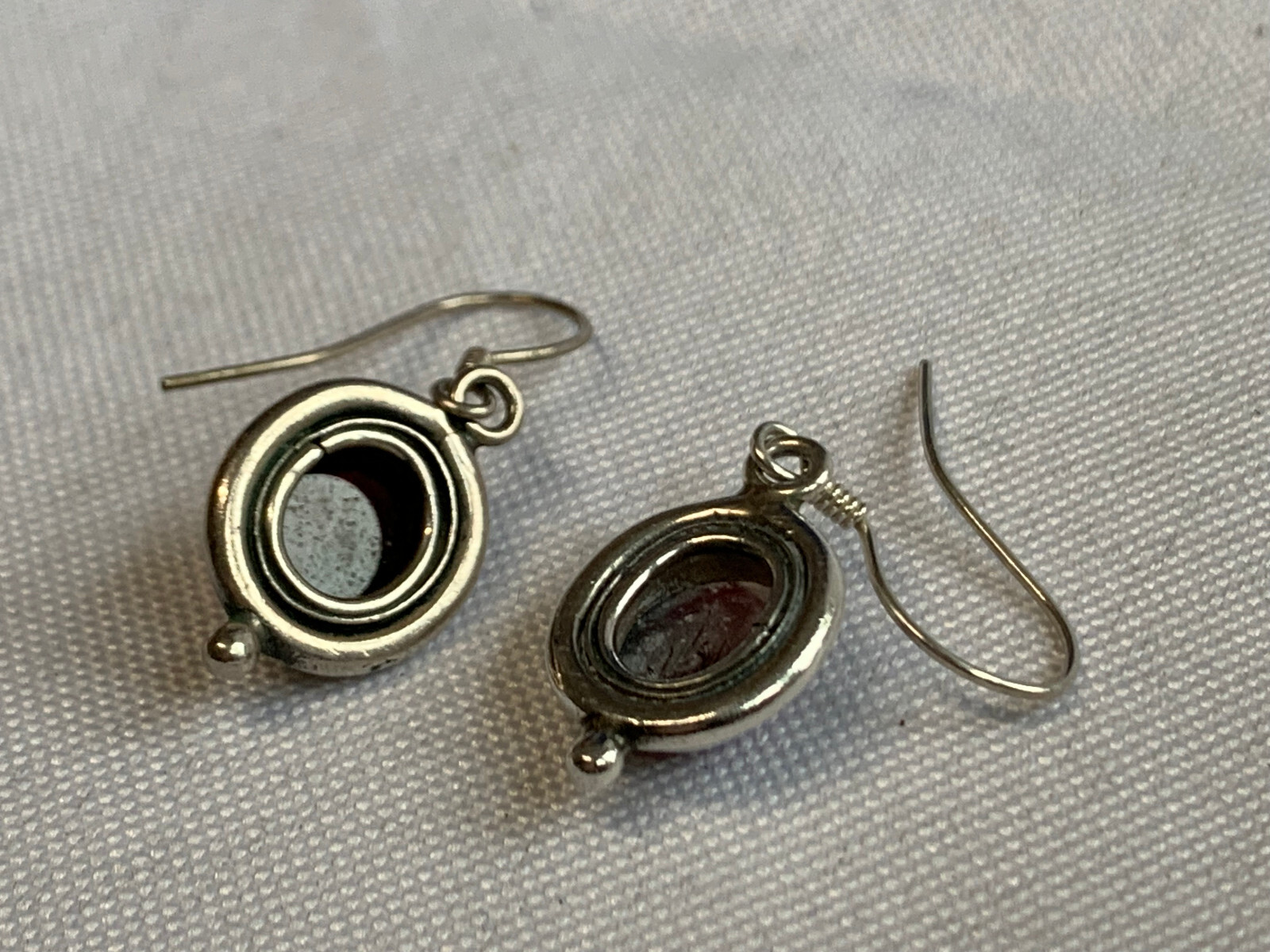 Sterling Silver Dangle Earrings 5.59g Fine Jewelry Dangle Garnet Color Stones