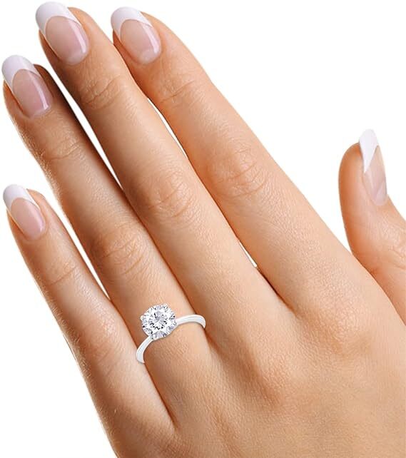 1ct Solitaire Engagement Ring Lab Created Round Moissanite 925 Sterling Silver