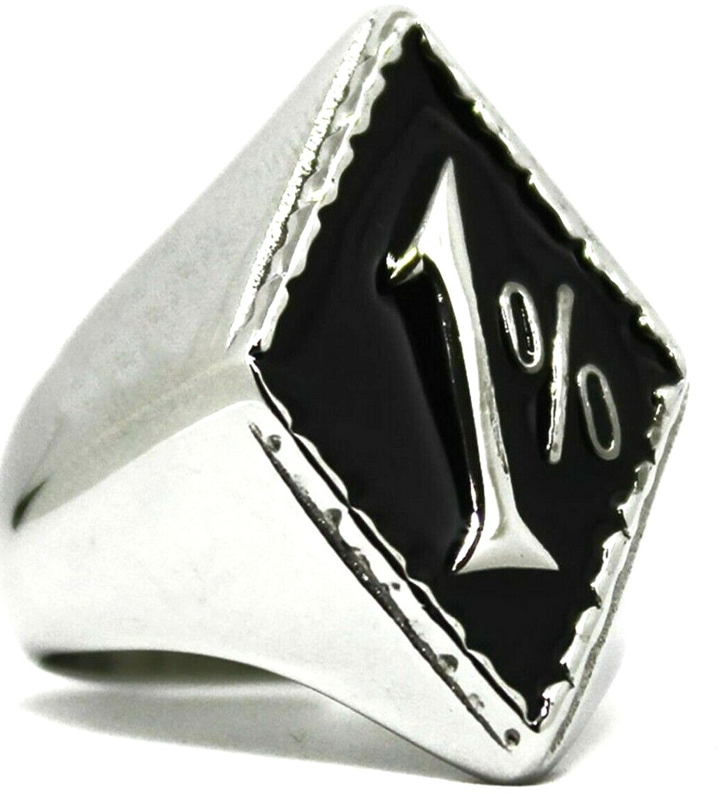 One Percent 1% Outlaw Biker Ring, Stainless Steel Sz 7,8,9,10,11,12,13,14,15