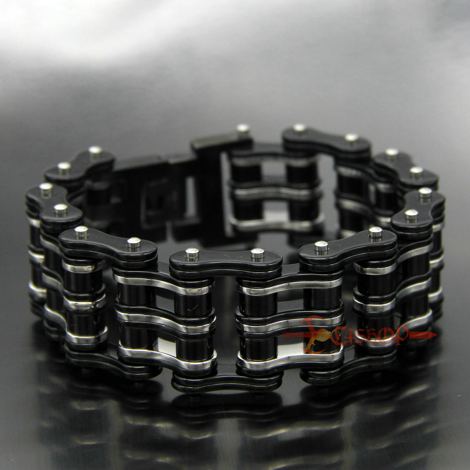 Heavy Black Motorcycle Bike Chain Men’s Bracelet Stainless Steel Biker 27mm Wide