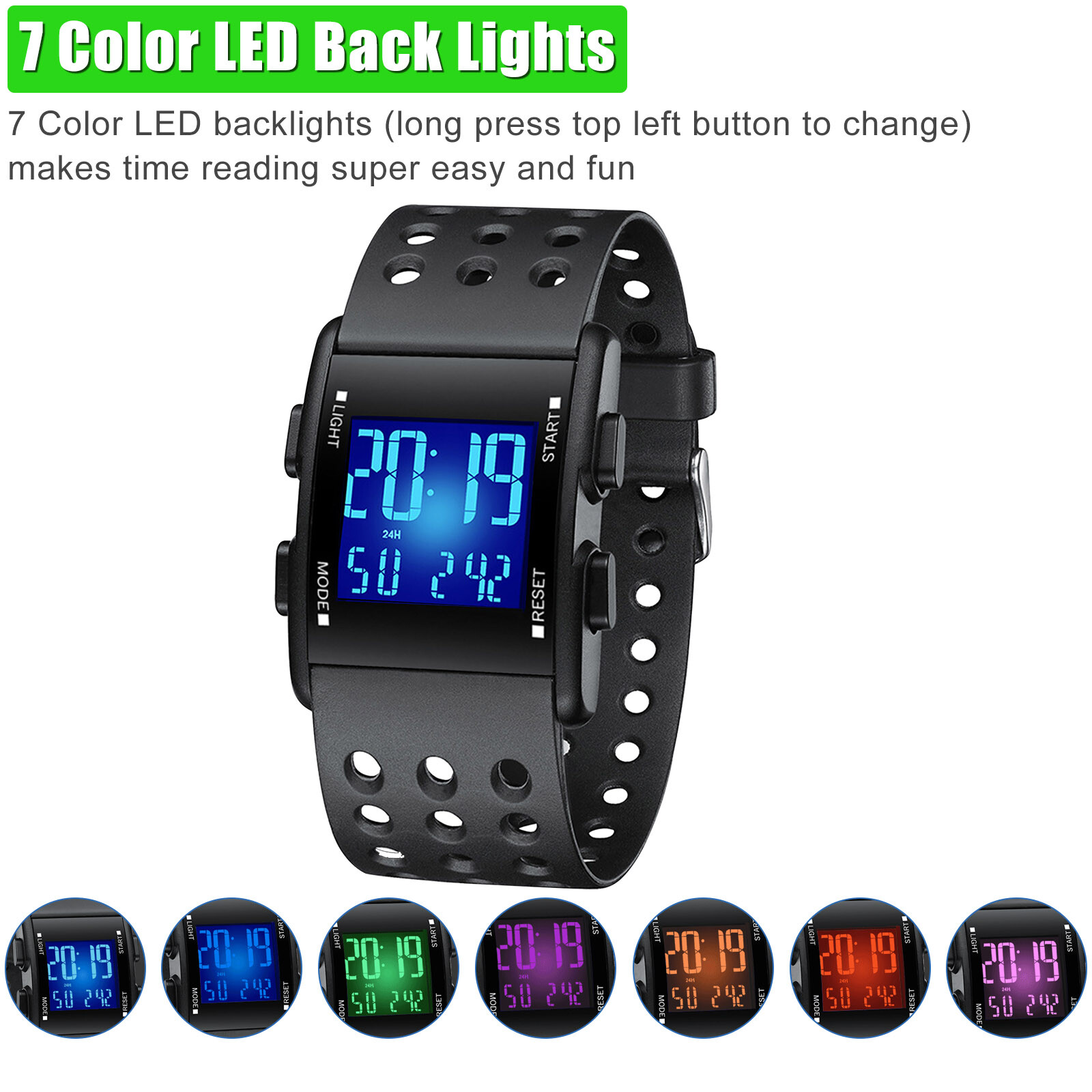 Men LED Digital Sports Watch Military Tactical Waterproof WristWatch Backlight