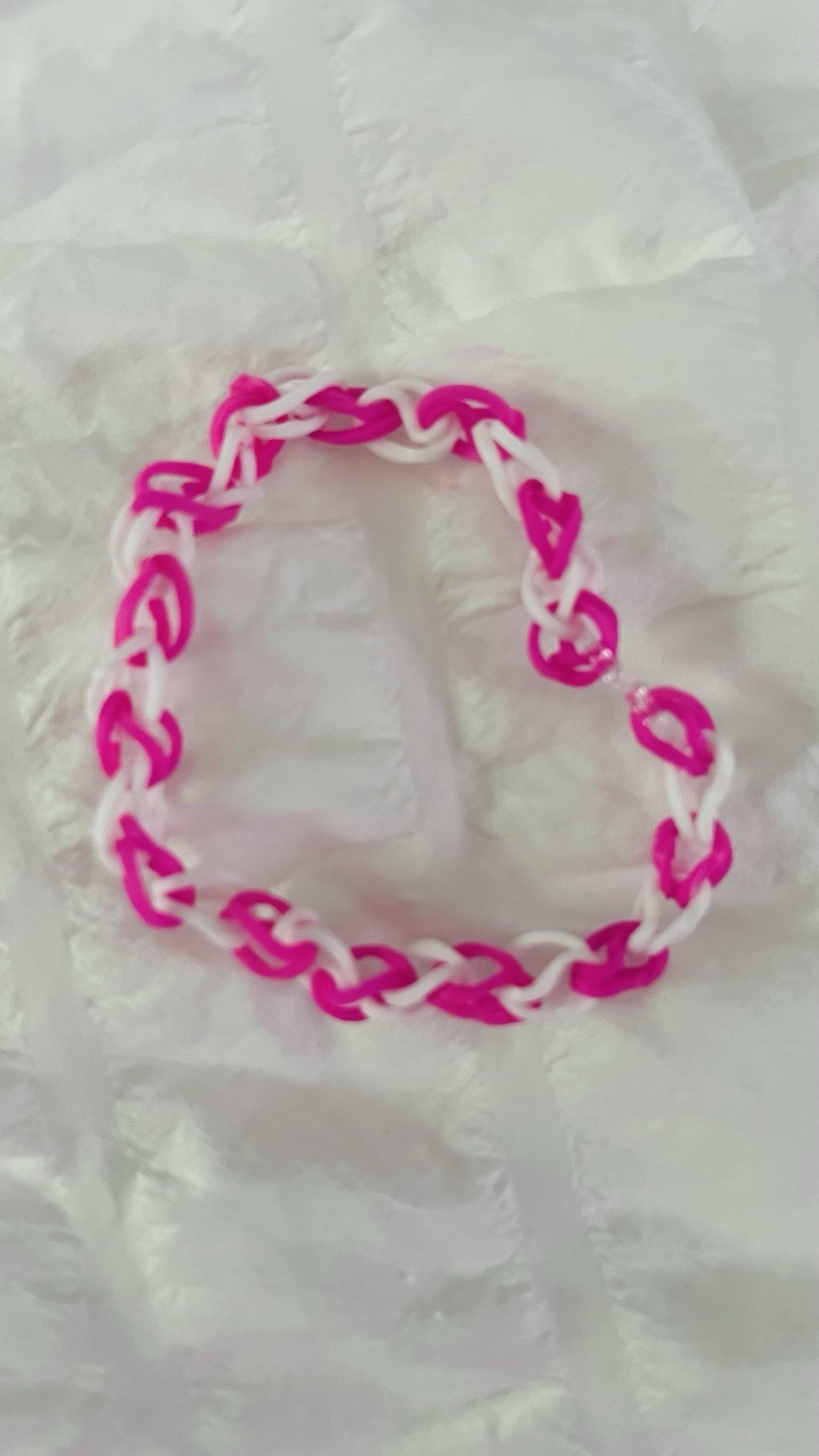 Pink White Rubber Chain Bracelet for Unisex Kids, Pink & White Colors
