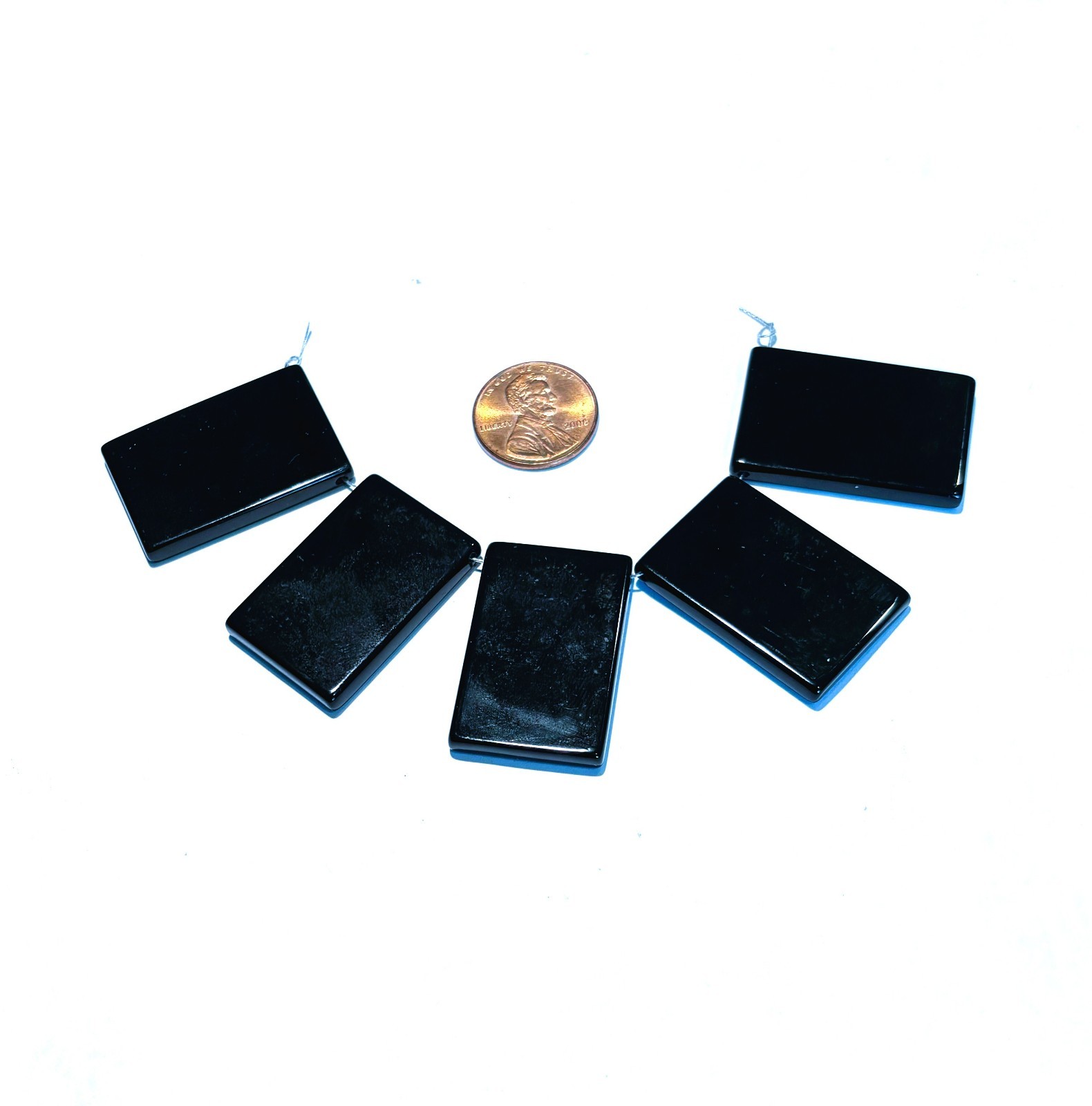 Black Onyx Side Drilled Cleopatra or Fan or Bib Beads 30x20MM