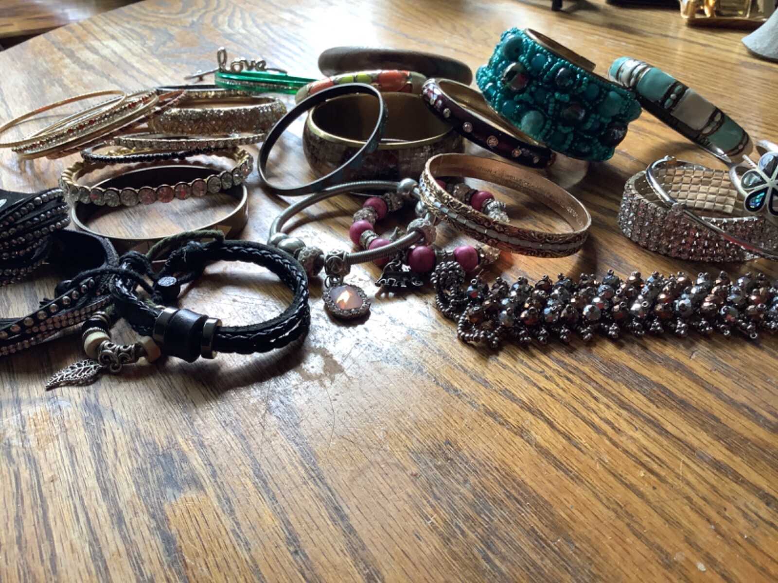 lot bracelet metal enamel leather bead bling lot # 408