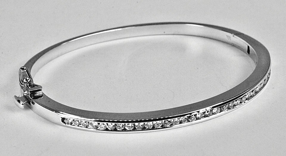 5Ct Round Cut Lab Created Diamond Tennis Bangle Bracelet 14K White Gold Finish