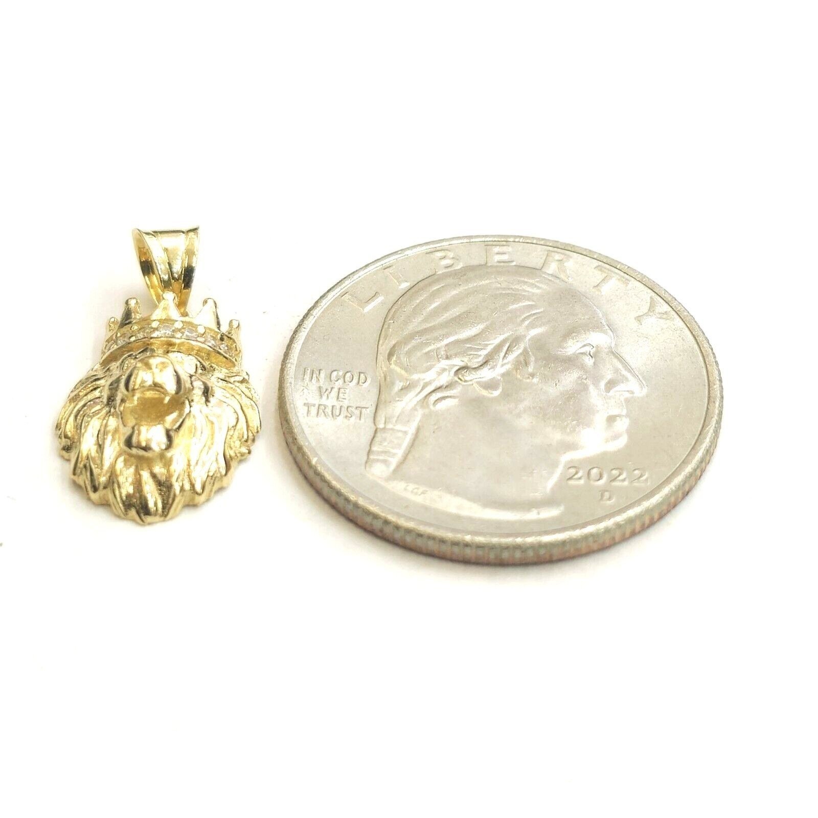 New Real 14k yellow Gold tiny lion head face crown Leo zodiac Pendant charm 1.5g