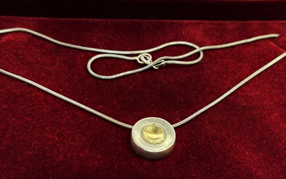 Sterling Silver 14 kt Round Pendant Stamped 585 & 925