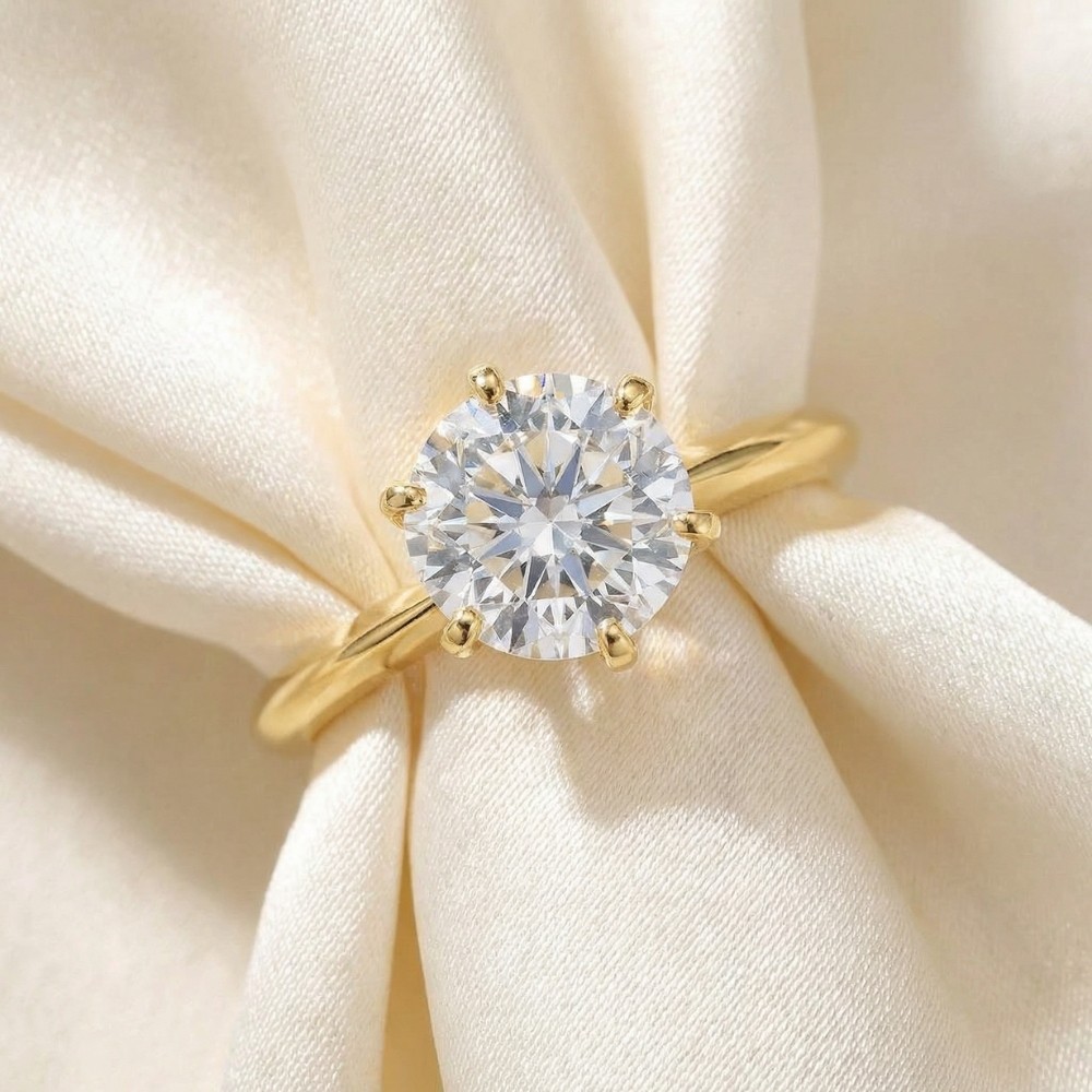 Certified 3Ct Diamond Solitaire 14k Gold Engagement Ring Lab Grown (GH,VS2-SI1)