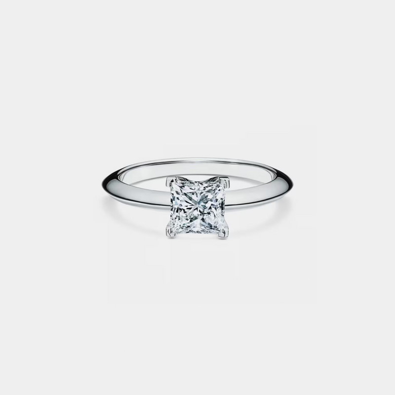 Princess Cut Solitaire Moissanite Engagement Ring in 925 Sterling Silver