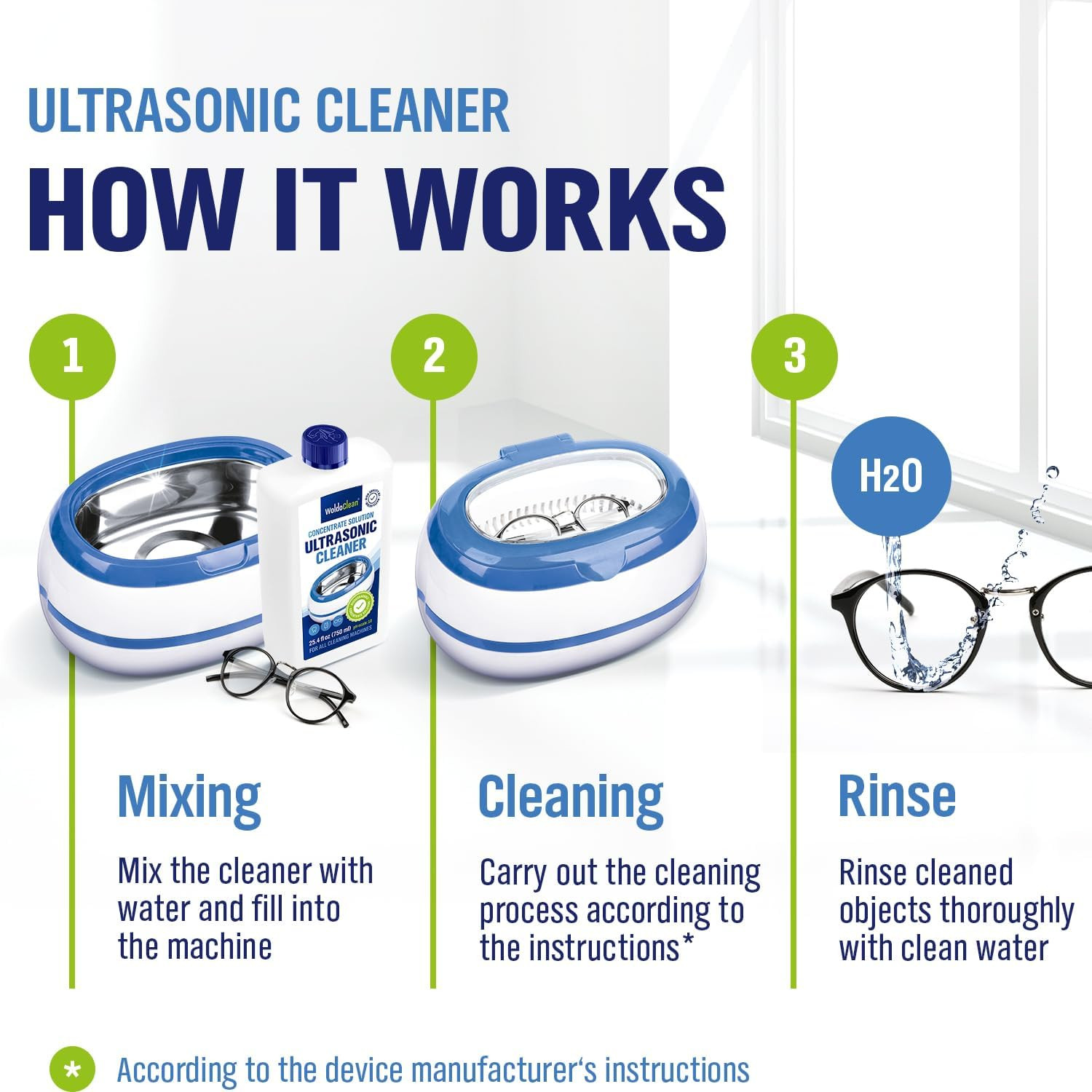 WoldoClean Ultrasonic Cleaner Solution for Jewelry 25.4 Fl Oz – 140 Concentra
