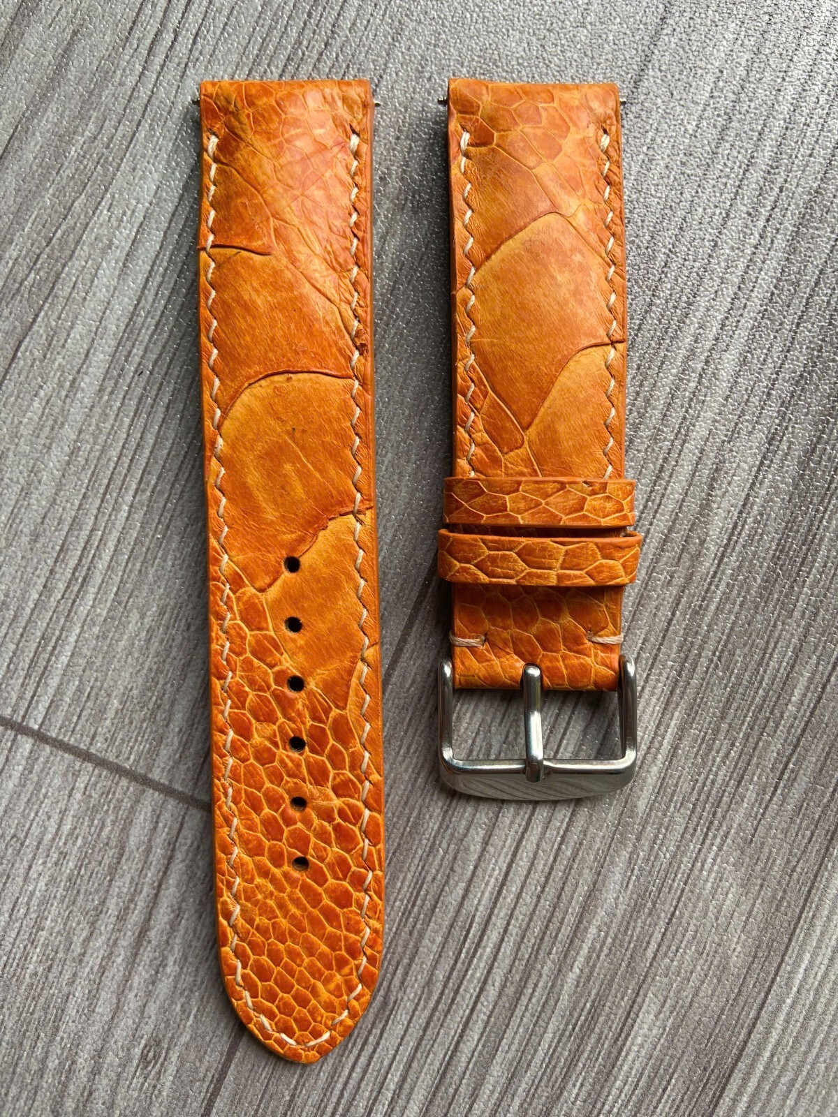 Orange Leg Ostrich Leather Watch Strap Band, Size 18mm 20mm 21mm 22mm 24mm 26mm